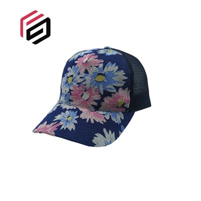 स्टाइलिश मुद्रित फूल जाल बेसबॉल टोपी